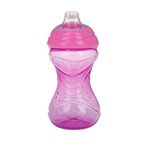 Nuby Clik-It Soft Spout No-Spill Easy Grip Sippy Cup for Girls - 3 Count (Pack of 1) 10 Oz - 6+ Months