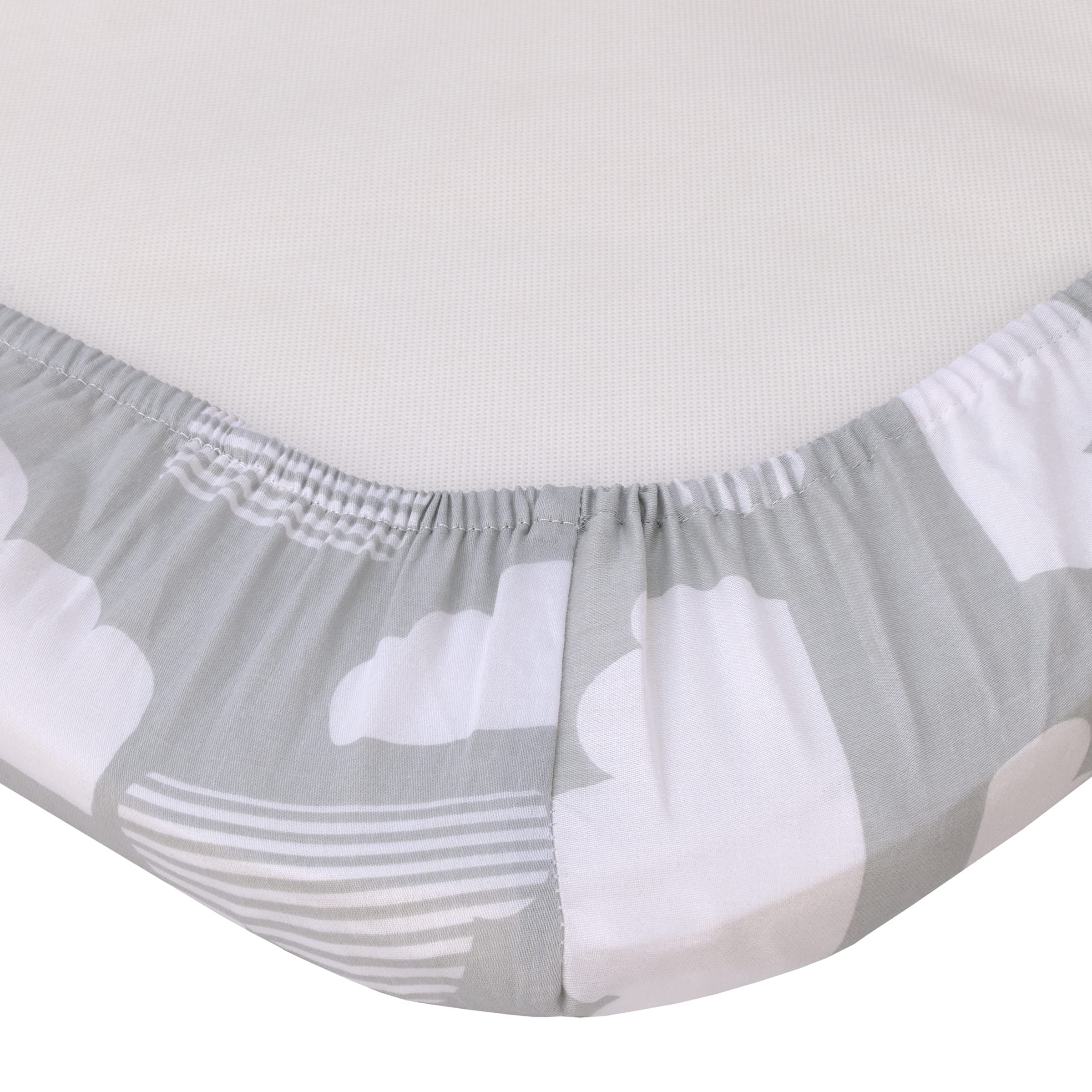 Skip Hop Cozy-Up 2-in-1 Bedside Sleeper Grey and White Clouds 100% Cotton Fitted Bassinet Sheet