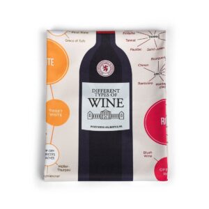 wine folly - microfiber polishing cloth for glass - large size (21" x 28") (different types of wine)