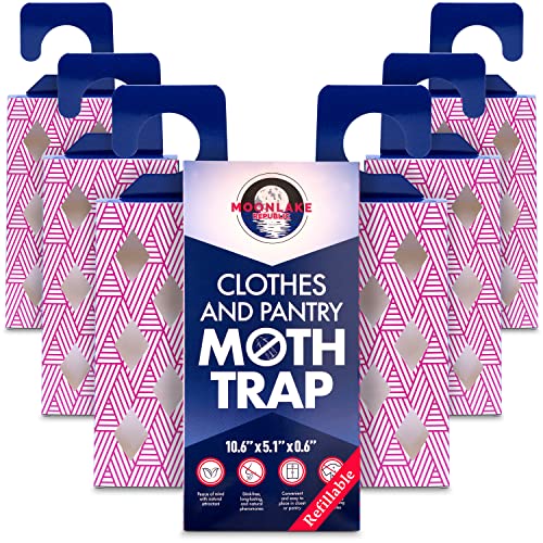 Moth Traps for Clothes & Pantry - Dual Pantry Moth Trap and Clothing Moth Traps - Natural & Odor-Free Closet and Pantry Moth Traps with Pheromones - Set of 6 Moth Traps for House