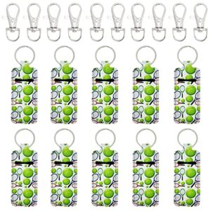 allydrew 10 pack chapstick holder keychain, keyring for lip balm lip gloss lipstick with 10 pieces metal keyring clasps, tennis