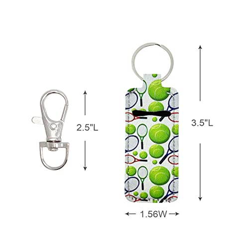 allydrew 10 Pack Chapstick Holder Keychain, Keyring for Lip Balm Lip Gloss Lipstick with 10 Pieces Metal Keyring Clasps, Tennis