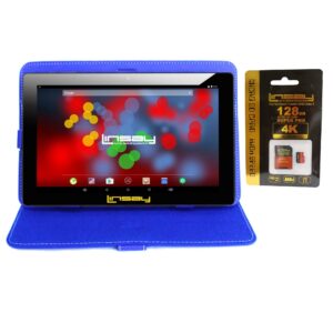 linsay 10.1" 1280x800 ips 64gb android 13 tablet with blue leather case and 128gb micro sd card