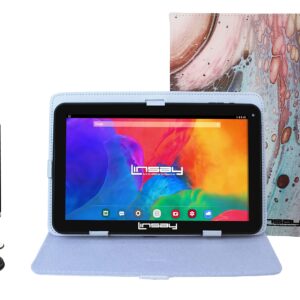 LINSAY 10.1" 1280x800 IPS 2GB RAM 32GB Storage Android 11 Tablet with Space Marble Leather Case, Pop Holder and Pen Stylus