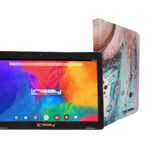 LINSAY 10.1" 1280x800 IPS 2GB RAM 32GB Storage Android 11 Tablet with Space Marble Leather Case, Pop Holder and Pen Stylus