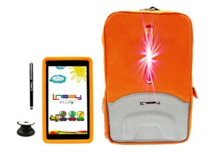 linsay 7" 2gb ram 32gb storage android 12 tablet with orange kids defender case, led backpack, pop holder and pen stylus