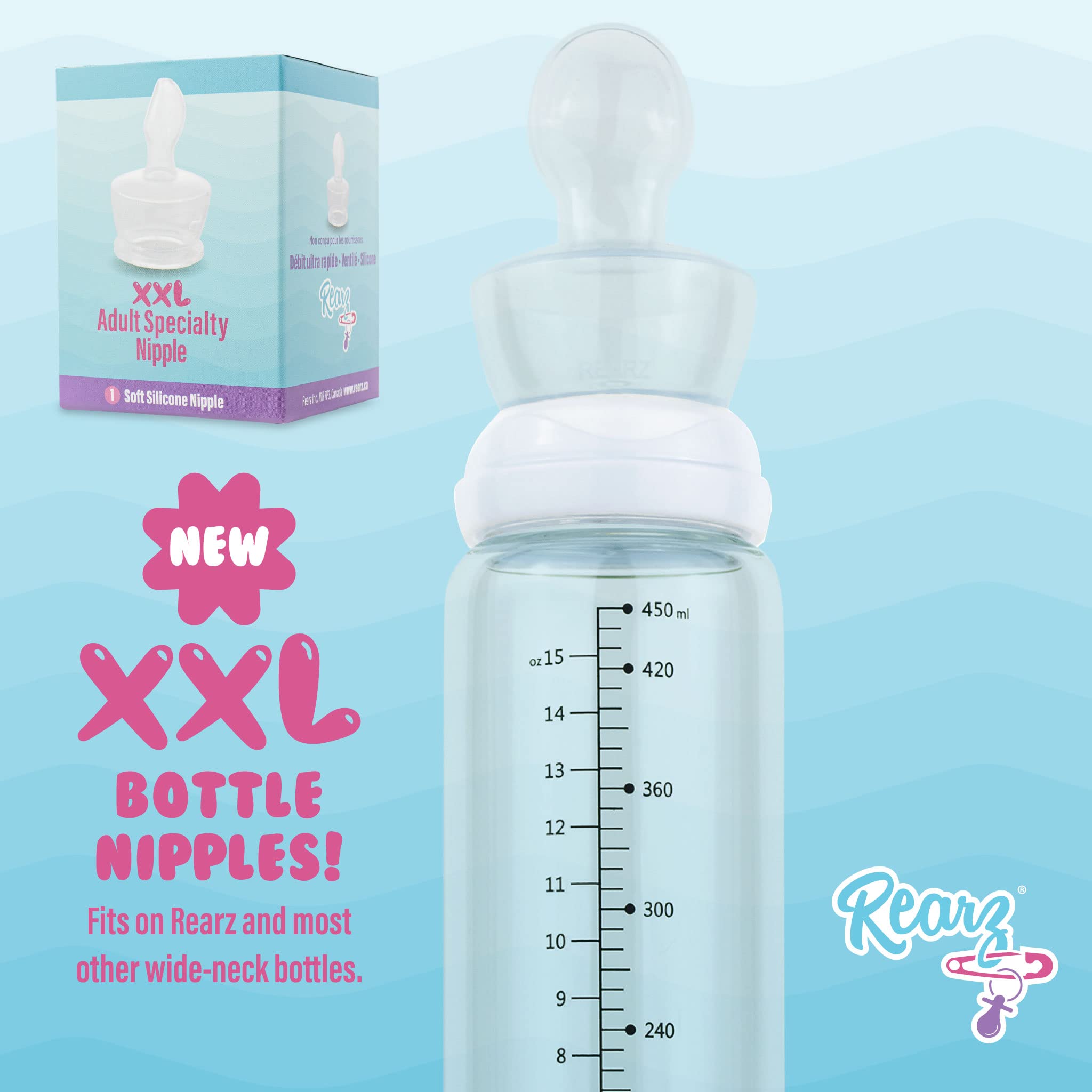 Rearz - Wide Neck XXL Silicone Adult Specialty Bottle Nipple