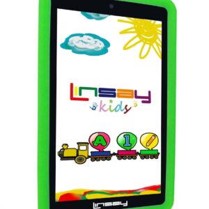 LINSAY 7" 2GB RAM 32GB Storage Android 12 Tablet with Green Kids Defender Case, Pop Holder and Pen Stylus