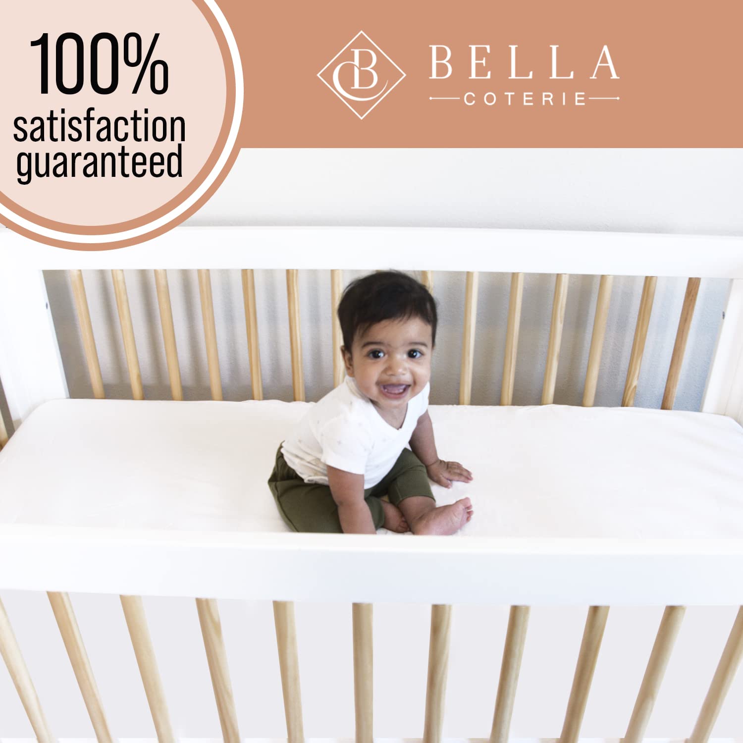 Bella Coterie Luxury Bamboo Crib Sheet | Organically Grown | Ultra Soft | Cooling for Better Sleep | Deep Pocket Fitted Sheet for Crib & Toddler Mattress | Viscose Made from Bamboo [Sea Glass]