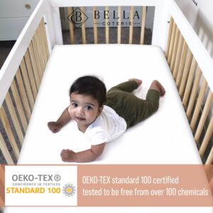 Bella Coterie Luxury Bamboo Crib Sheet | Organically Grown | Ultra Soft | Cooling for Better Sleep | Deep Pocket Fitted Sheet for Crib & Toddler Mattress | Viscose Made from Bamboo [Sea Glass]