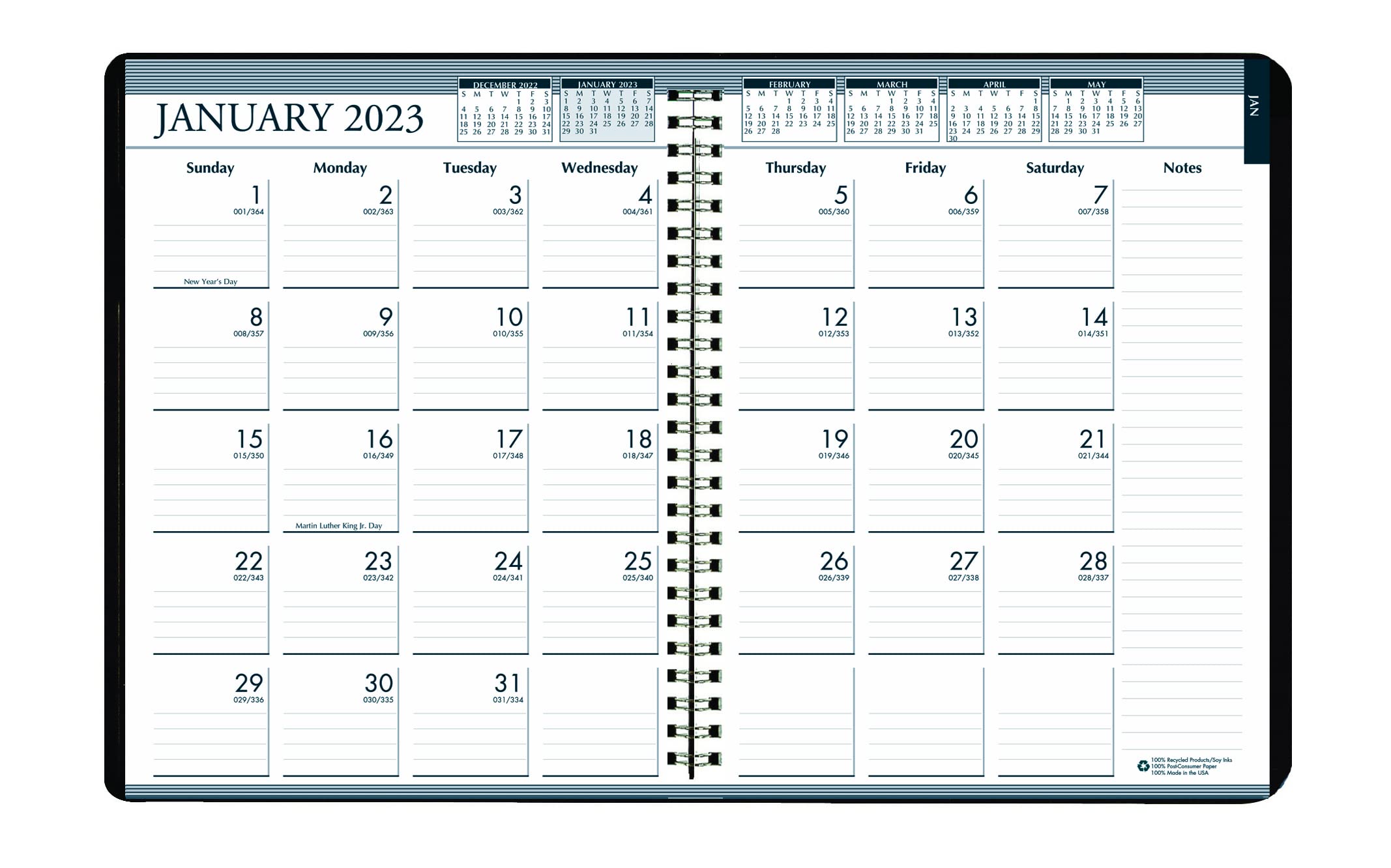 House of Doolittle 2023 Weekly and Monthly Planner Calendar, Black Cover, Tabbed, 8.5 x 11 Inches, January - December (HOD28302-23)