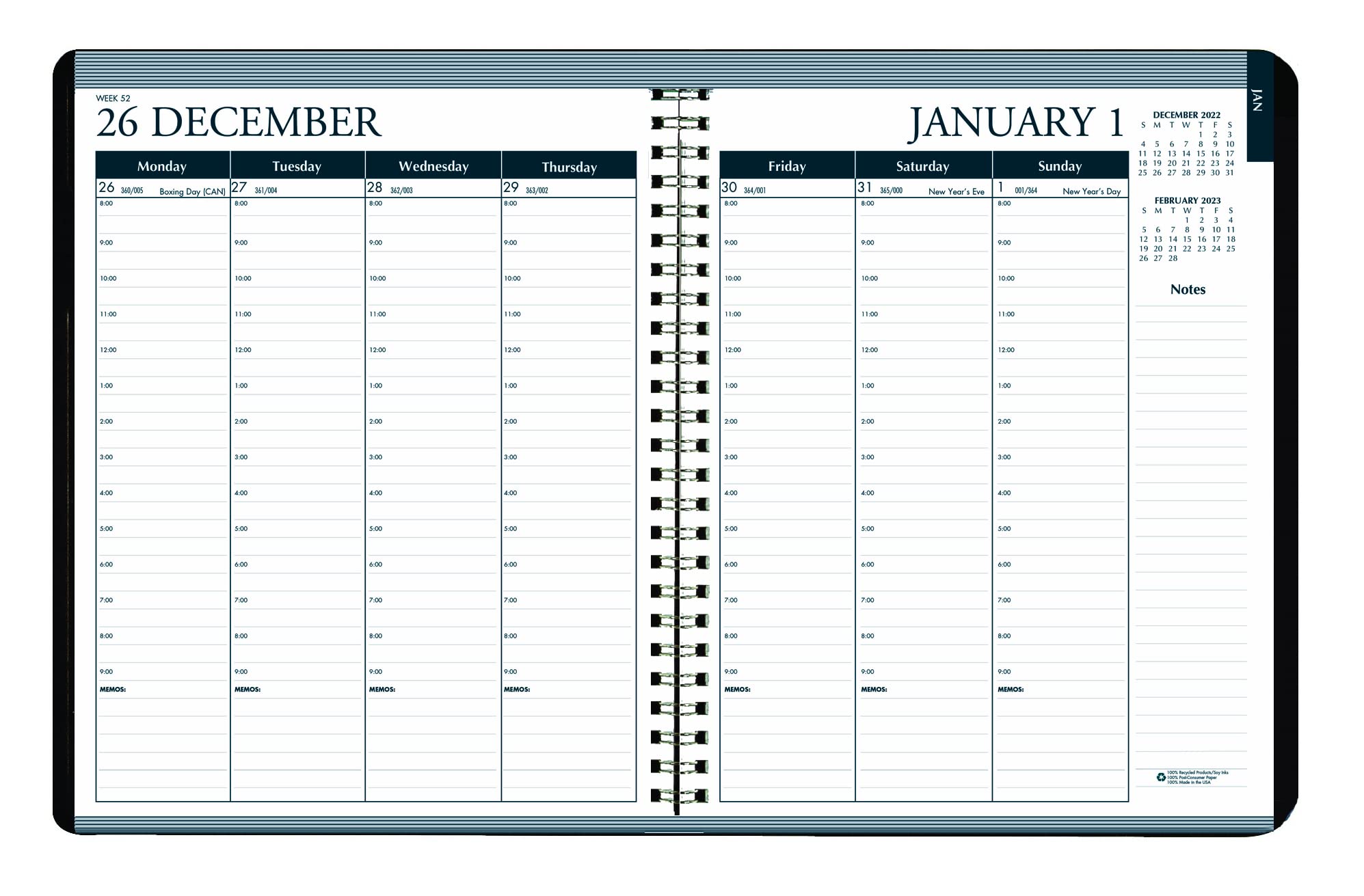 House of Doolittle 2023 Weekly and Monthly Planner Calendar, Black Cover, Tabbed, 8.5 x 11 Inches, January - December (HOD28302-23)