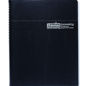 House of Doolittle Recycled Professional Weekly Planner, 15-Minute Appts, 11 x 8.5, Black Wirebound Soft Cover, 12-Month (Jan to Dec): 2023