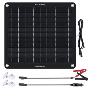 3.5w 12v solar panel car battery charger - portable waterproof solar panel trickle charger maintainer kit with cigarette lighter plug & alligator clip for car boat marine motorcycles trailer rv black