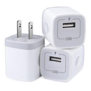 usb wall charger, charger block, 3-pack charging cube 1a/5v one-port charging block charger box for iphone 15 14 13 12 11 pro max, se,xr/xs/x,8/7/6, ipad,samsung galaxy s24 s23 a15,note 20,lg,pixel 8