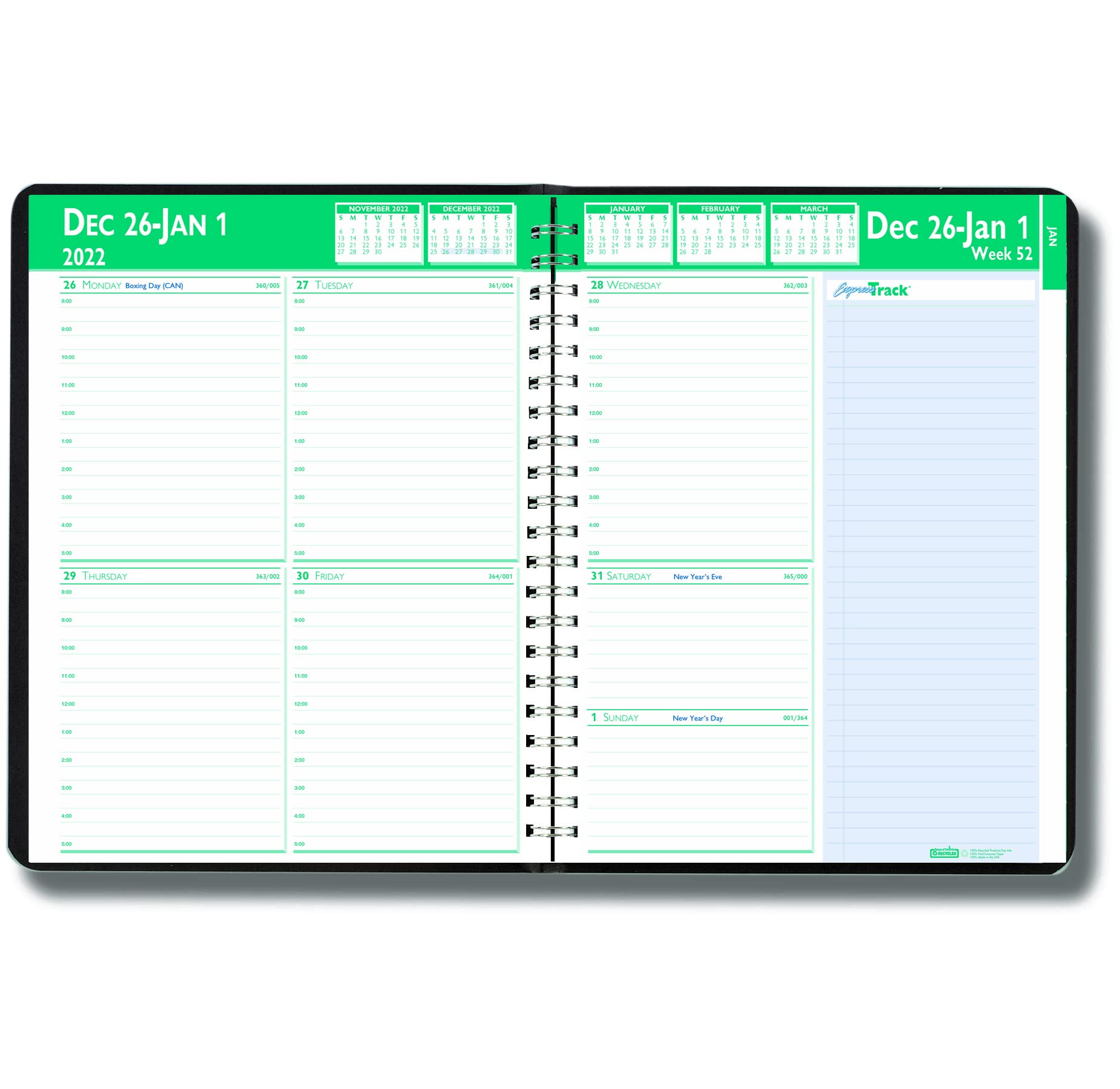 House of Doolittle Express Track Recycled Weekly Appointment Book/Monthly Planner, 11 x 8.5, Black Cover, 13-Month (Jan to Jan): 2023 to 2024