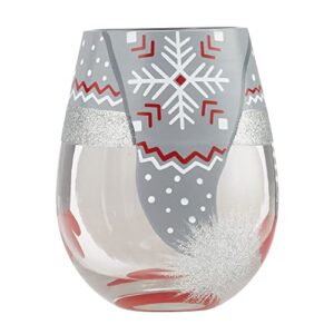 Enesco Designs by Lolita Holiday Sweet Gnome Hand-Painted Artisan Stemless Wine Glass, 20 Ounce, Multicolor