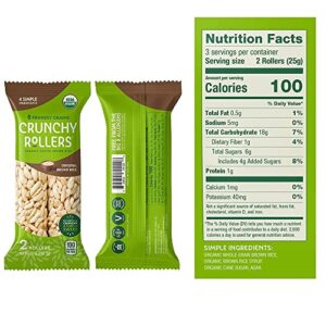 Friendly Grains - Crunchy Rollers - Organic Rice Healthy Snack Crispy Puffed Rice Rolls for Adults and Kids - Original Brown Rice (16 packs of 2)
