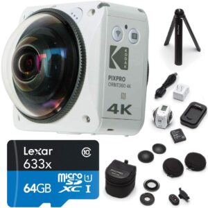 Kodak Pixpro Orbit360 4K VR Camera with Adventure Pack Bundle with 64GB microSDXC Memory Card