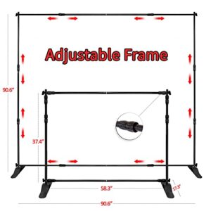 iElyiEsy Backdrop Stand Kit 8x8FT Adjustable Telescopic Display Step and Repeat Banner Stand for Party Decoration, Photoshoot, Photography, Trade Show with Carrying Bag