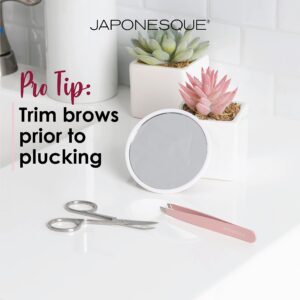 JAPONESQUE Limited Edition 3-Piece Value Brow Set, Includes - Slant Tweezer, Stainless Steel Brow Scissors, & Touchup Mirror