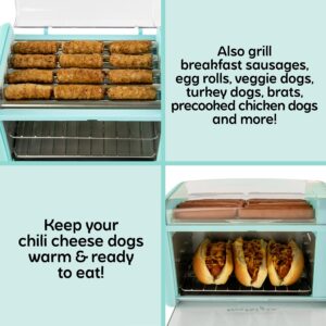 Nostalgia Extra Large 8-in-1 Hot Dog & Bun Warmer, Stainless Steel Grill Rollers, Non-stick Warming Racks, Adjustable Timer