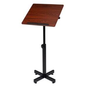 bonnlo classic lectern podium stand, height adjustable church classroom lecture, portable presentation concert podium, multi-function reading or laptop desk with edge stopper, brown (brown)