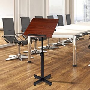 Bonnlo Classic Lectern Podium Stand, Height Adjustable Church Classroom Lecture, Portable Presentation Concert Podium, Multi-Function Reading or Laptop Desk with Edge Stopper, Brown (Brown)