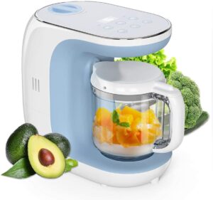 baby food processor maker steamer and blender, multi-functional food steamer puree grinder machine, auto cooking & shut-off, touch control panel, defrost & steaming baby food mills