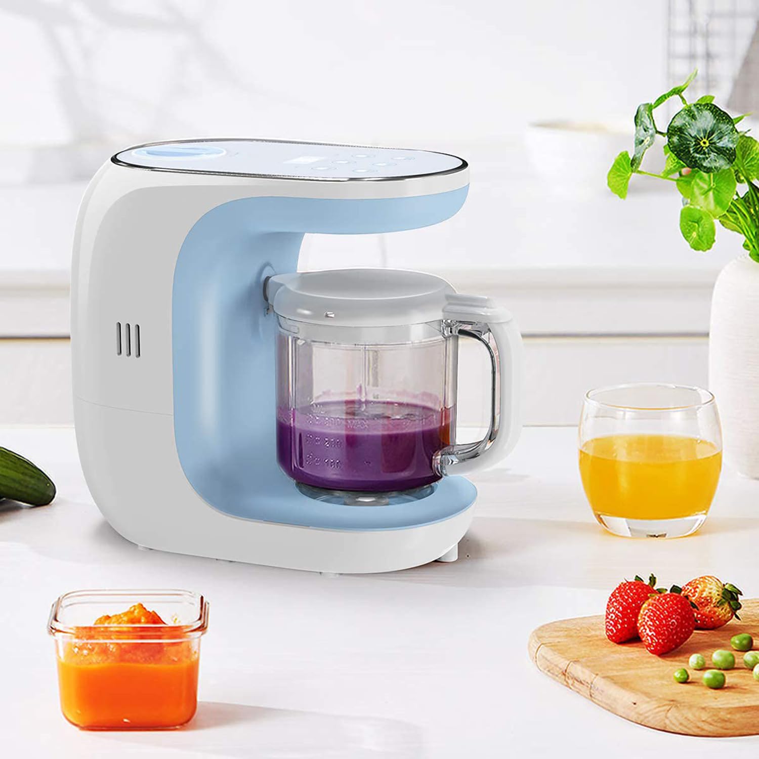 Baby Food Processor Maker Steamer and Blender, Multi-Functional Food Steamer Puree Grinder Machine, Auto Cooking & Shut-Off, Touch Control Panel, Defrost & Steaming Baby Food Mills