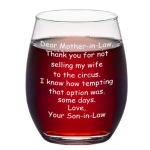 dazlute mother in law gifts, 15oz mother in law wine glass, funny mother’s day gifts, birthday gifts, wedding or christmas gifts idea for mother in law from son in law