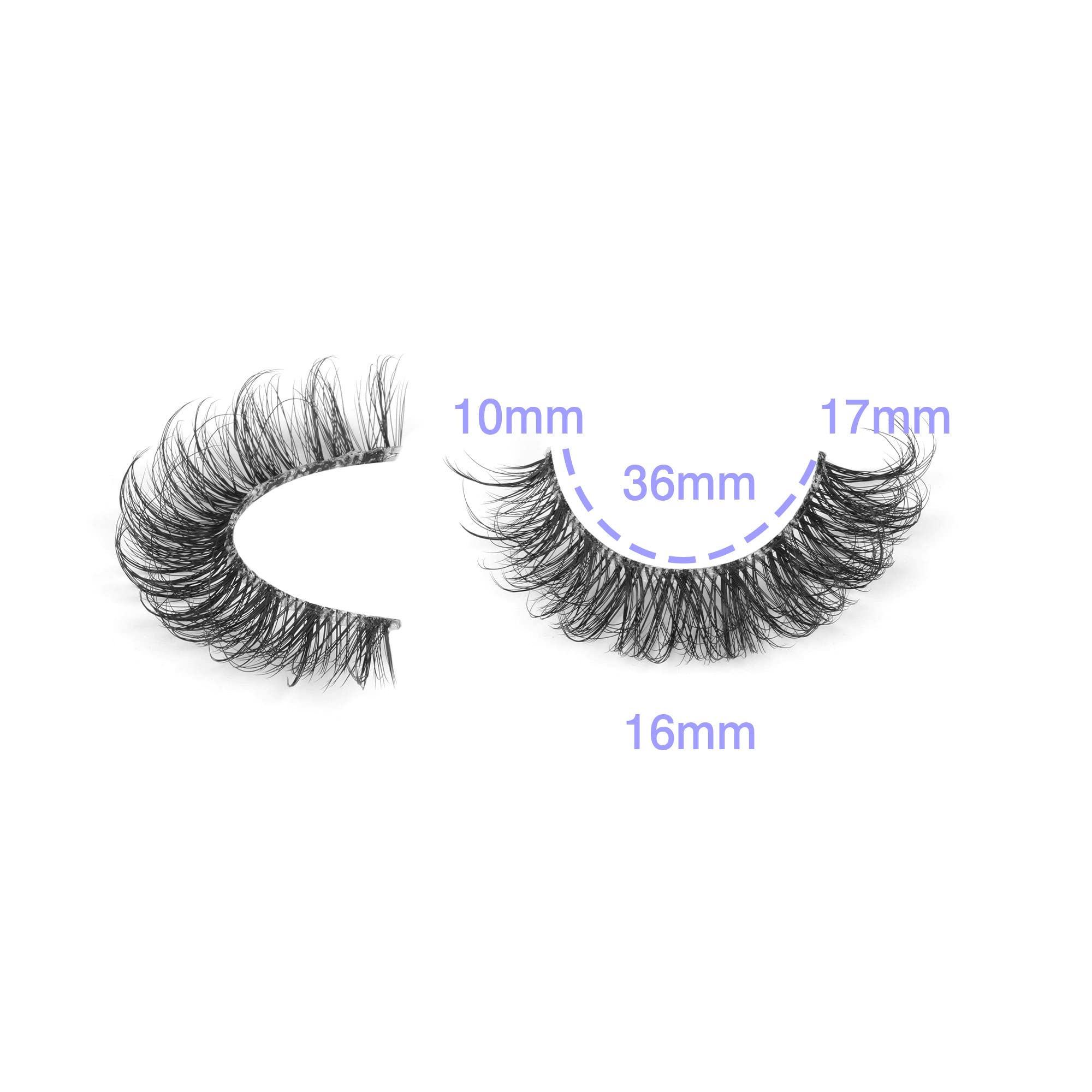 wiwoseo Eyelashes Clear Band Natural Wispy Fluffy Lashes Natural Look Russian Strip Lashes 3D Effect 16MM Cat Eye Lashes that Look Like Extensions False Lashes 10 Pairs Pack