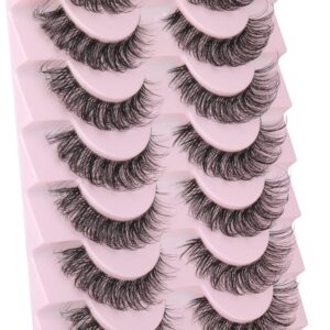 wiwoseo Eyelashes Clear Band Natural Wispy Fluffy Lashes Natural Look Russian Strip Lashes 3D Effect 16MM Cat Eye Lashes that Look Like Extensions False Lashes 10 Pairs Pack