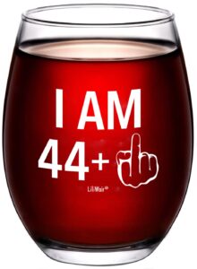 45th birthday gifts wine glass men women | 1979 birthday gift for man woman turning 45 | funny 45 th party supplies decorations ideas | forty five year old bday | 45 middle finger gag wine presents