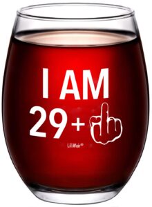 30th birthday gifts wine glass men women | 1994 birthday gift for man woman turning 30 | funny 30 th party supplies decorations ideas | thirty year old bday | 30 middle finger gag wine presents