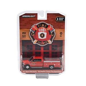 ModelToyCars Los Angeles County Fire Department (California) 2017 Dodge Ram 3500 Dually Service Truck, Red - Greenlight 67010E/48 - 1/64 Scale Diecast Model Toy Car
