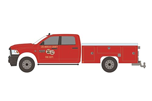 ModelToyCars Los Angeles County Fire Department (California) 2017 Dodge Ram 3500 Dually Service Truck, Red - Greenlight 67010E/48 - 1/64 Scale Diecast Model Toy Car