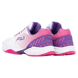 Fila Women’s Volley Zone Pickleball Shoes, White/Pink Glo/Electric Purple (US Women's Size 8.5)