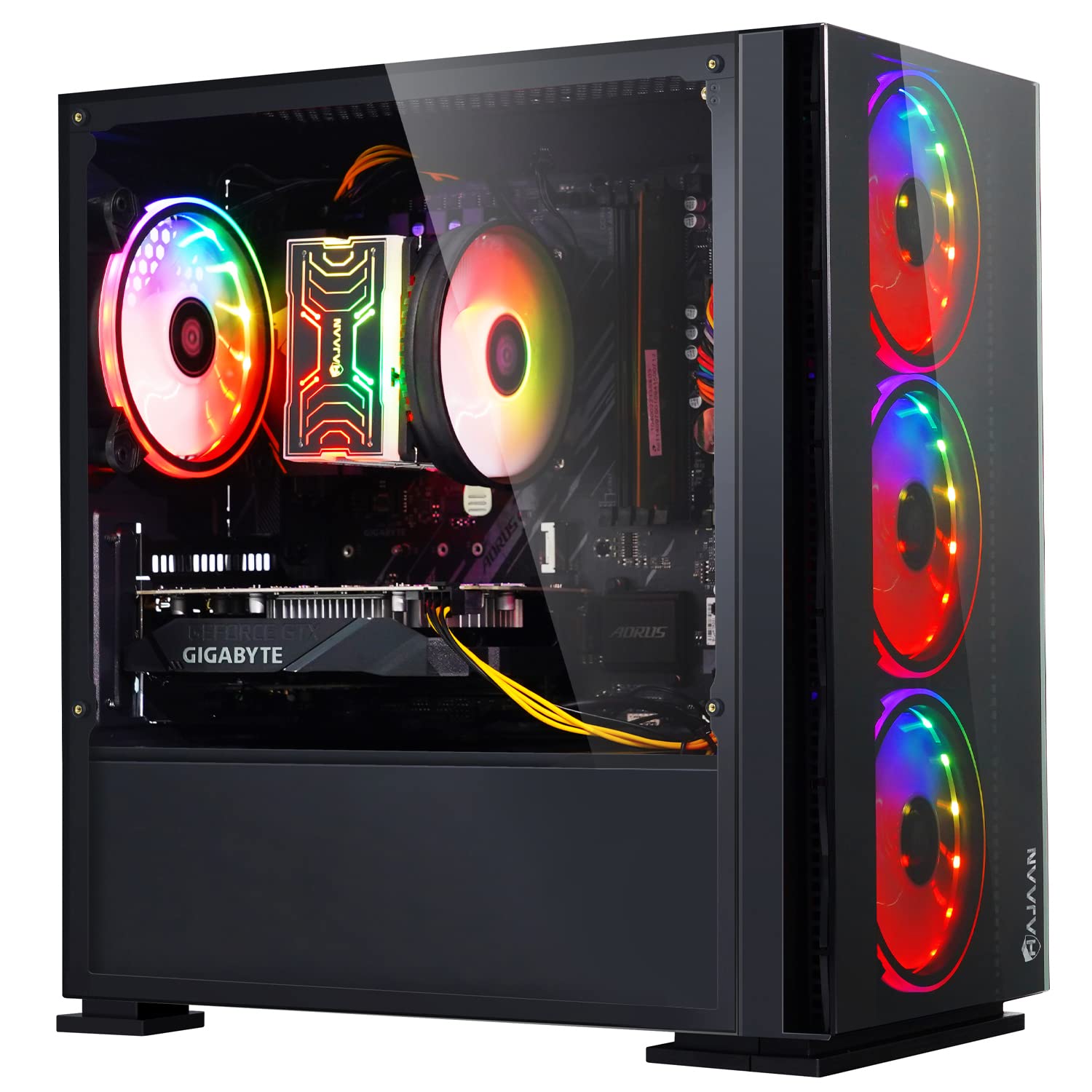 HAJAAN Breeze Gaming Desktop Tower Computer PC - AMD Ryzen 5 5000 G-Series 5600G 6-Core Processor 3.90GHz, 16GB DDR4 RAM, 512GB SSD, Gaming Headset, Wi-Fi Ready, Windows 11 Pro (with Radeon Graphics)