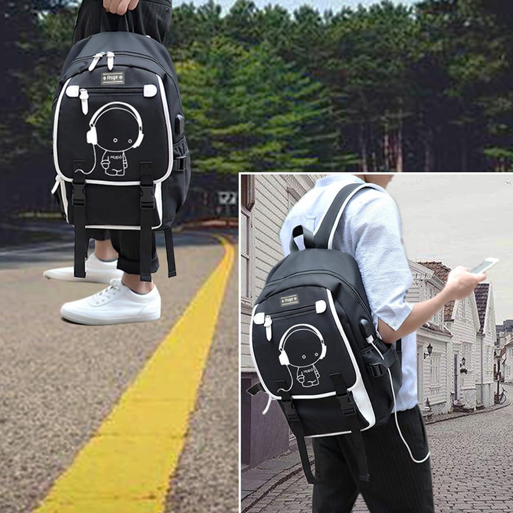 Asge School Backpack Boys Girls Teenage Backpack Large 3 Piece Set School Satchel Reflective Waterproof Backpack School Bags for Boys School Bag for School Travel Outdoor