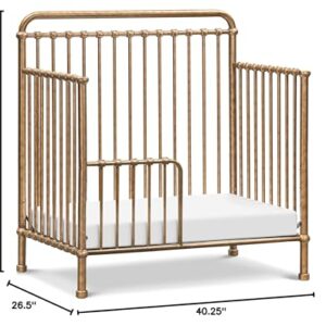 NAMESAKE Winston 4-in-1 Convertible Mini Metal Crib in Vintage Gold, Greenguard Gold Certified