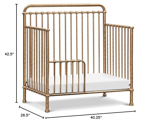 NAMESAKE Winston 4-in-1 Convertible Mini Metal Crib in Vintage Gold, Greenguard Gold Certified