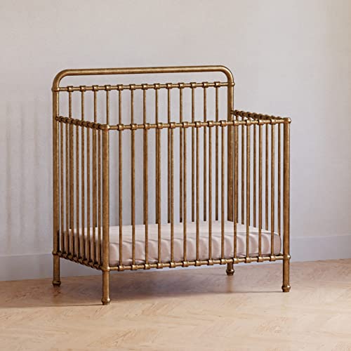 NAMESAKE Winston 4-in-1 Convertible Mini Metal Crib in Vintage Gold, Greenguard Gold Certified