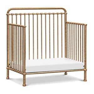 NAMESAKE Winston 4-in-1 Convertible Mini Metal Crib in Vintage Gold, Greenguard Gold Certified