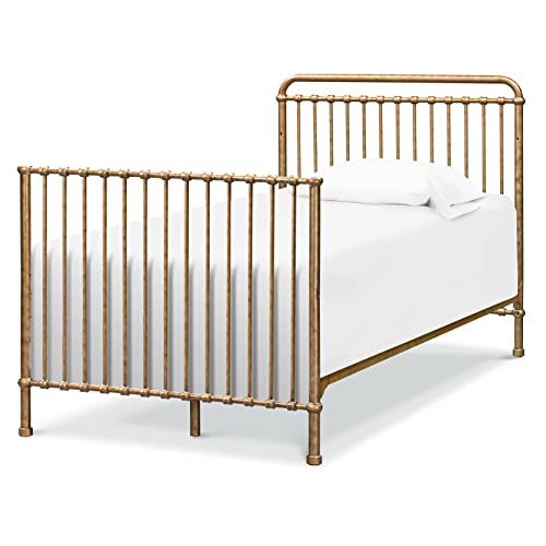 NAMESAKE Winston 4-in-1 Convertible Mini Metal Crib in Vintage Gold, Greenguard Gold Certified