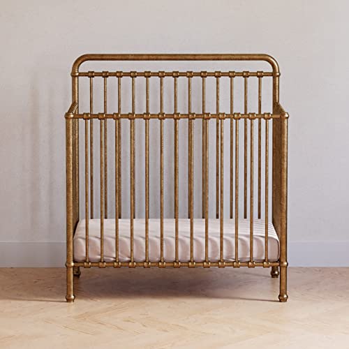 NAMESAKE Winston 4-in-1 Convertible Mini Metal Crib in Vintage Gold, Greenguard Gold Certified