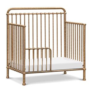 NAMESAKE Winston 4-in-1 Convertible Mini Metal Crib in Vintage Gold, Greenguard Gold Certified