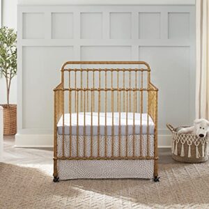 NAMESAKE Winston 4-in-1 Convertible Mini Metal Crib in Vintage Gold, Greenguard Gold Certified