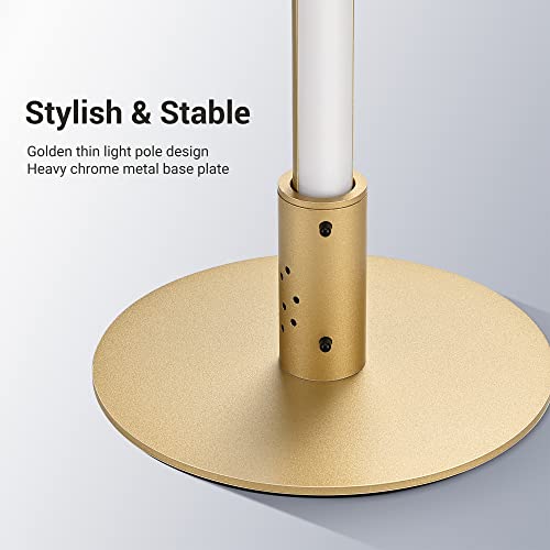 EDISHINE Modern LED Corner Floor Lamp with Smart App & Remote Control, Minimalist Dimmable Light Compatible with Alexa, Google Home, 57.5" Tall Lamp for Living Room, Bedroom (Gold)