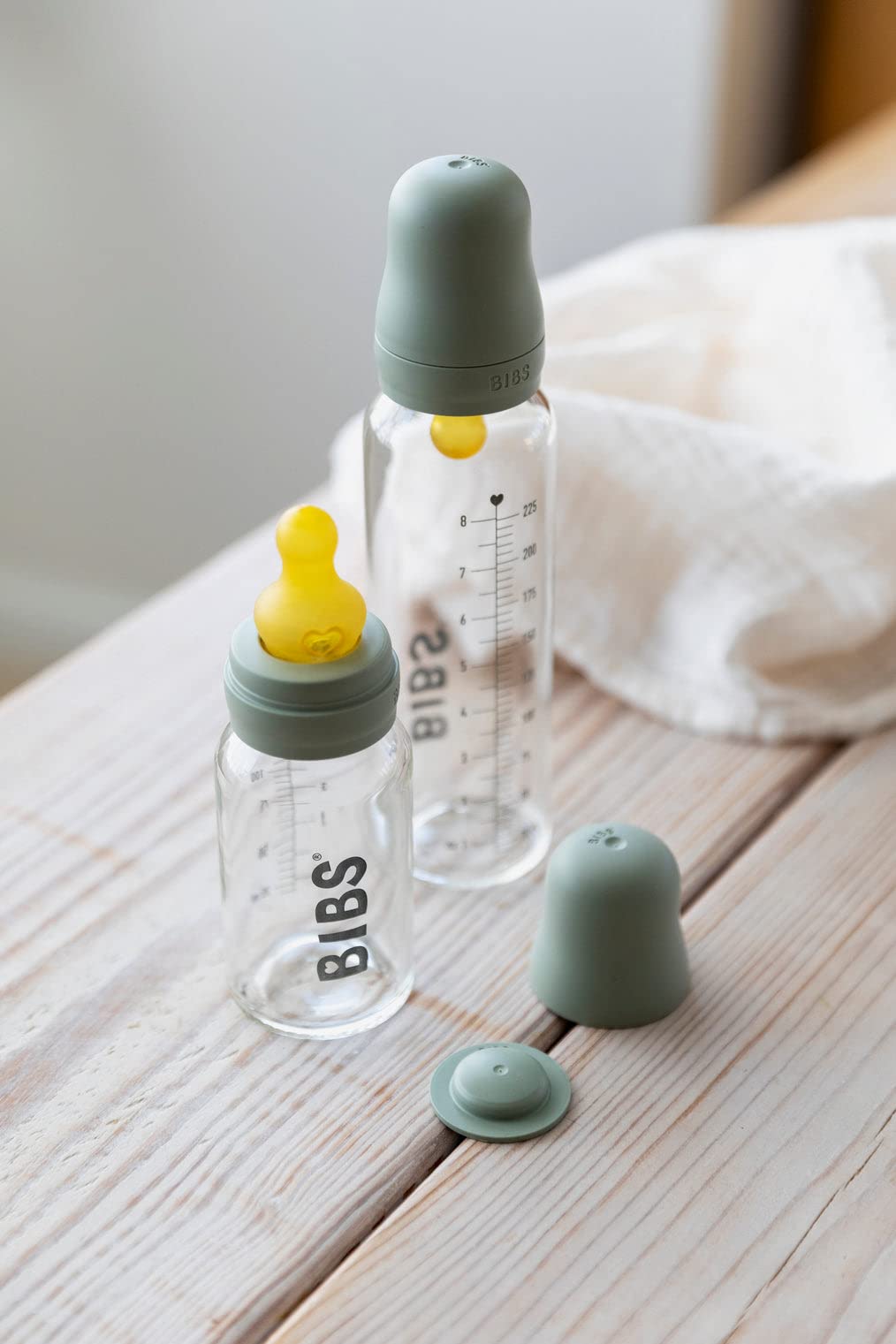 BIBS Glass Bottle - Part of Set. Mix and Match with BIBS Colorful Bottle Kits., 225 ml, Single Glass Bottle